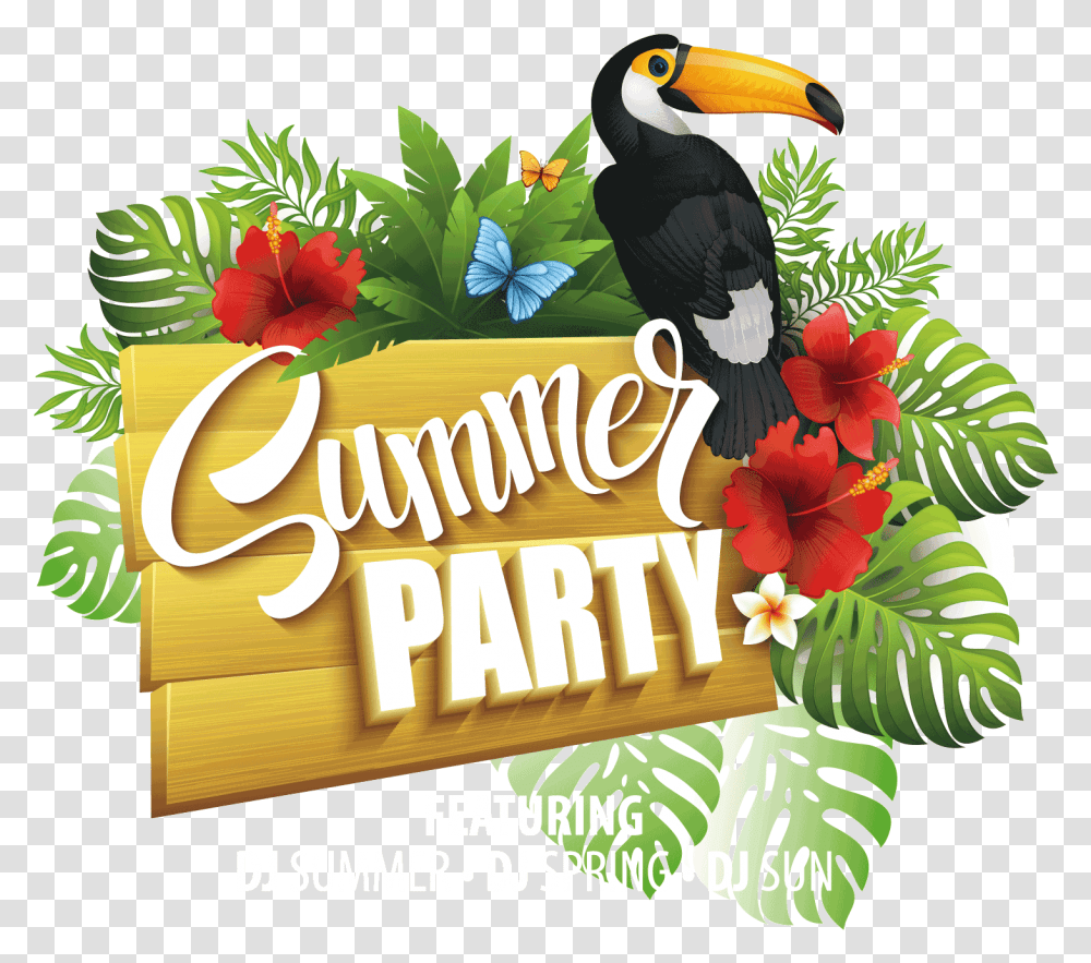 Party Flyer Poster Summer Free Image Hd Summer Party Flyer Free, Bird, Animal, Vegetation, Plant Transparent Png