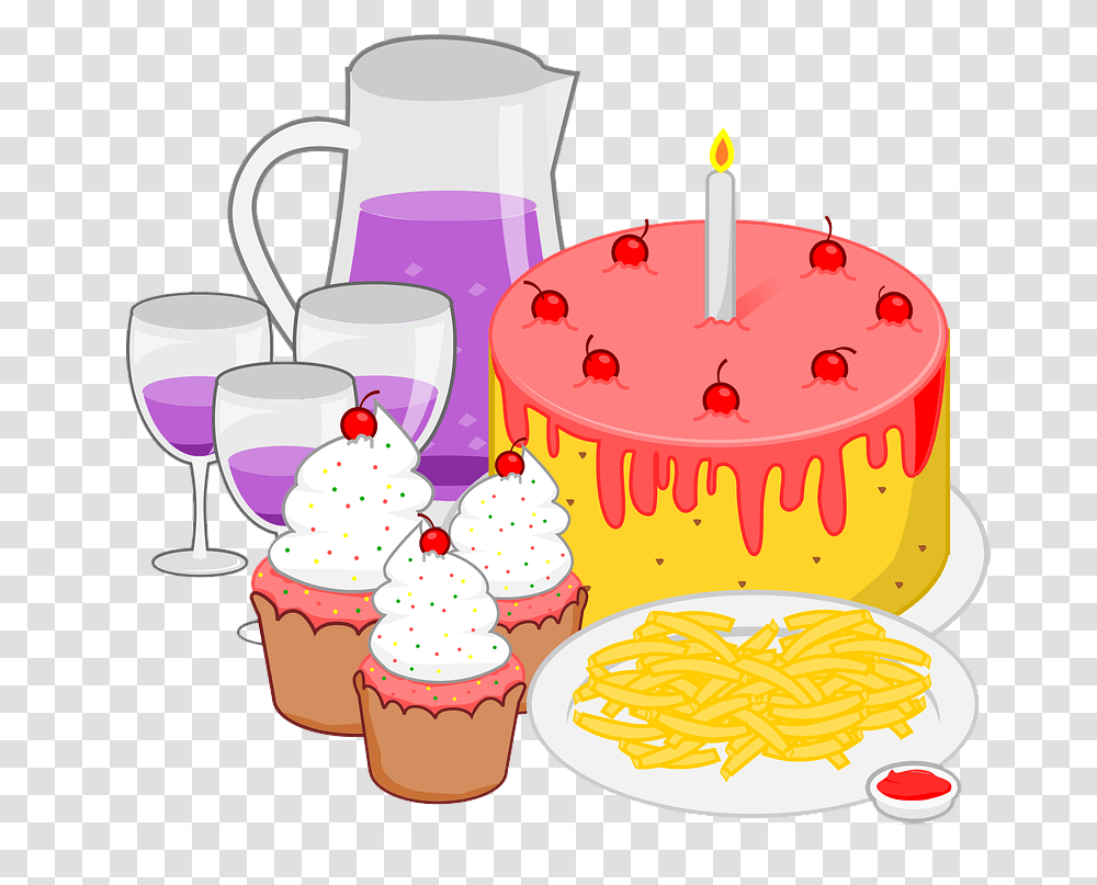 Party Food Clipart, Cupcake, Cream, Dessert, Birthday Cake Transparent Png