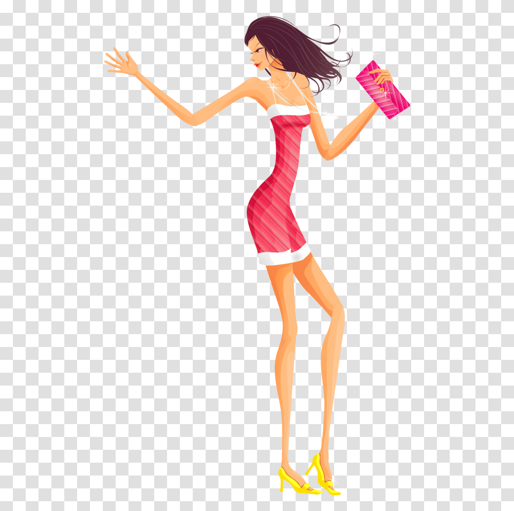 Party Girl Dancing Tall And Slim Girl Cartoon, Dance Pose, Leisure Activities, Person, Female Transparent Png