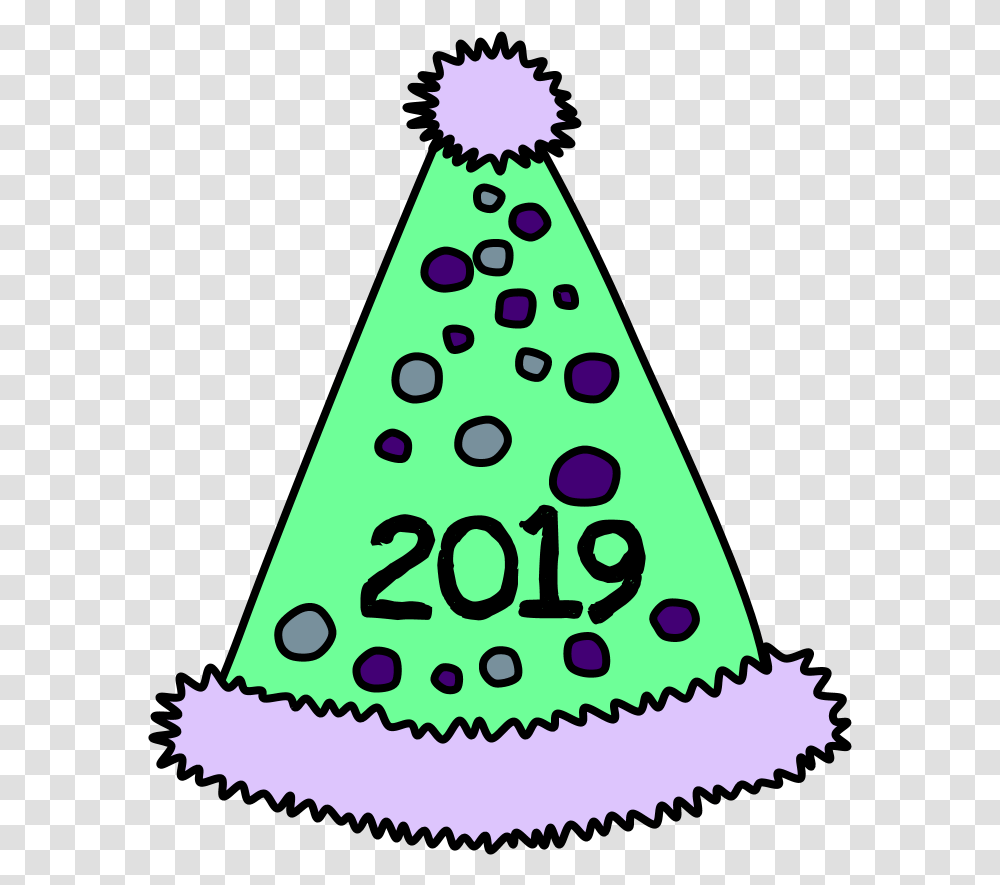 Party Hat Pom Pom Tinsel Dots 2019 Purple Green, Apparel, Cone, Plant Transparent Png
