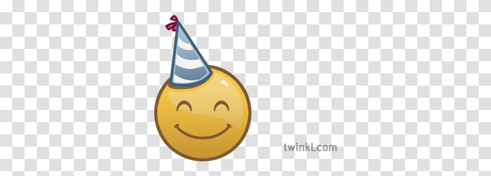 Party Hat Smile Emoji Christmas Festive Emote Happy Happy, Clothing, Apparel, Triangle, Cone Transparent Png