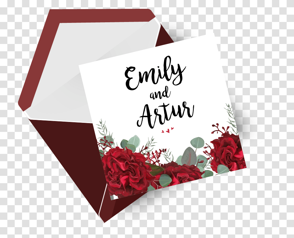 Party Invitation Example With Red Envelope And Floral Christmas Card, Mail, Greeting Card Transparent Png