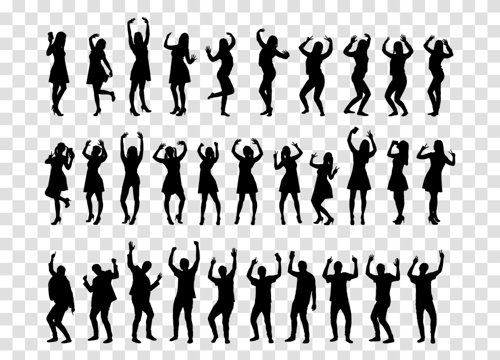 Party People Silhouette People Dancing, Gray, World Of Warcraft Transparent Png