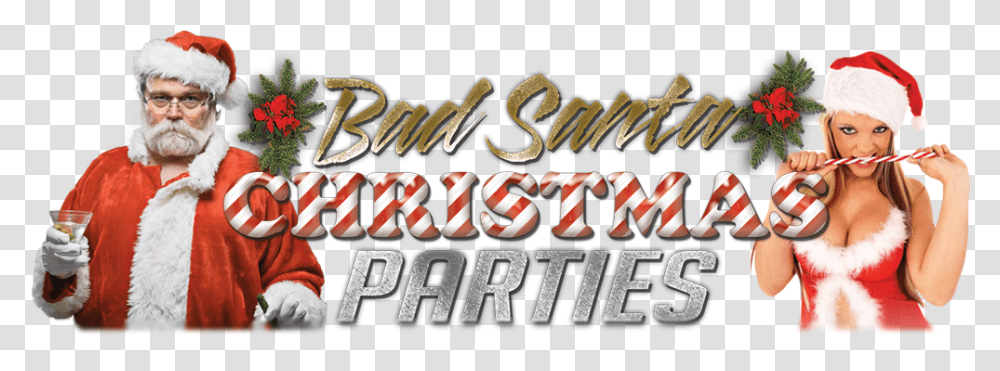 Party Santa Bad Santa Themed Christmas, Person, Word, Alphabet Transparent Png