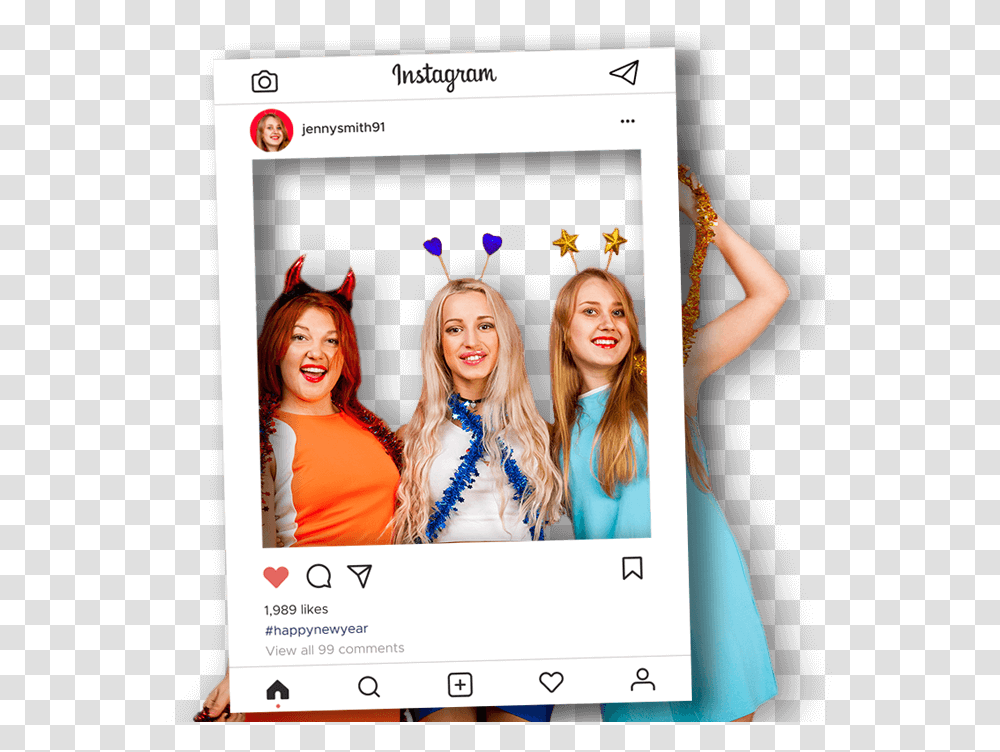Party Selfie Frames With Instagram Template Template For Instagram Photo Frames, Person, Photo Booth, Id Cards Transparent Png