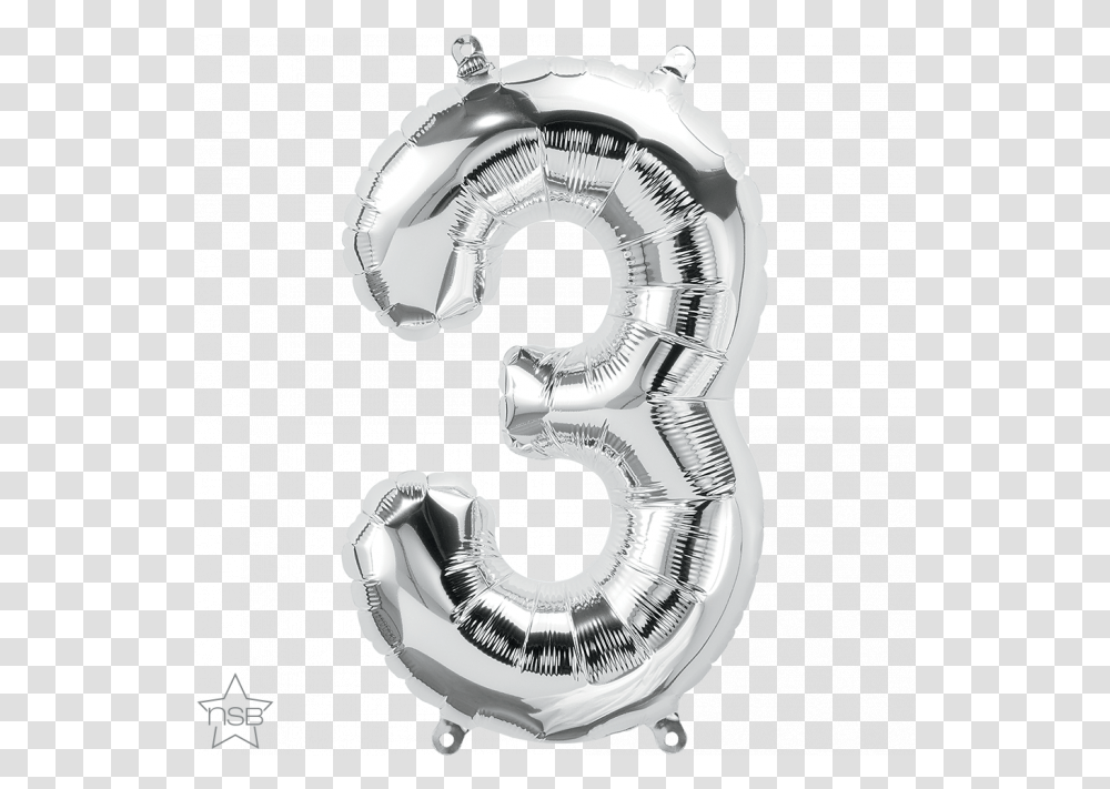 Party Supplies 16 Silver Number 8 Eight Air Filled Foil Gold Balloon Number 3, Accessories, Accessory Transparent Png