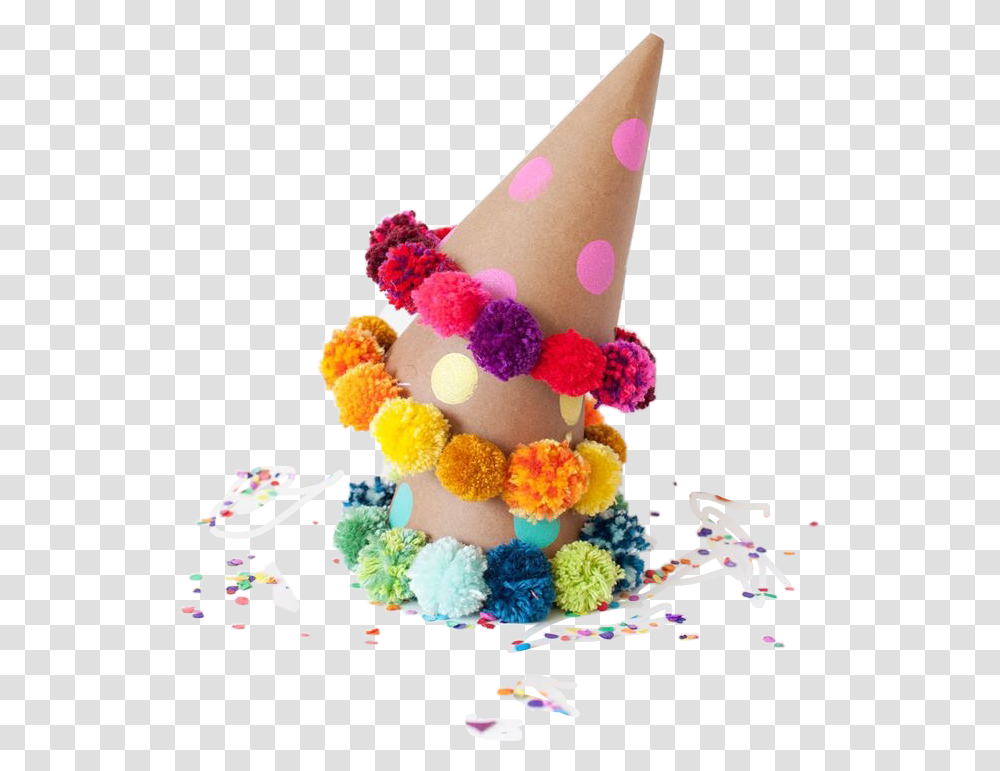 Partyhat Partyhats Hats Hat Confetti Birthday Gorros De Con Pompones, Apparel, Party Hat, Wedding Cake Transparent Png