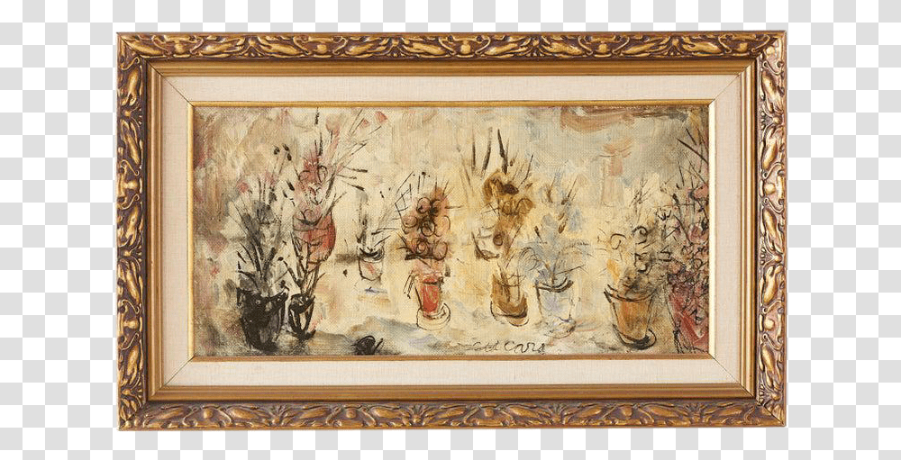 Pascal Cucaro Midcentury Still Life Of Potted Flowers Picture Frame, Painting, Tapestry, Ornament Transparent Png