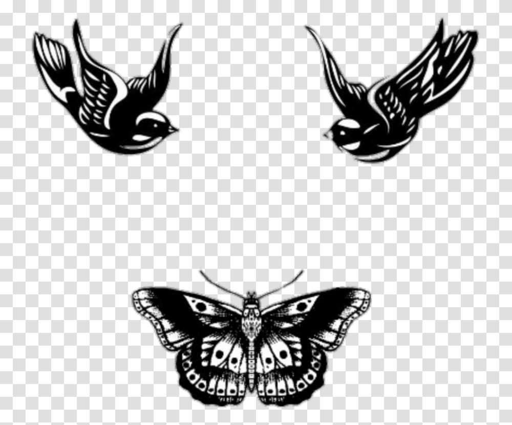 Passarinho Harry Styles Tattoos Butterfly, Animal, Drawing, Stencil Transparent Png