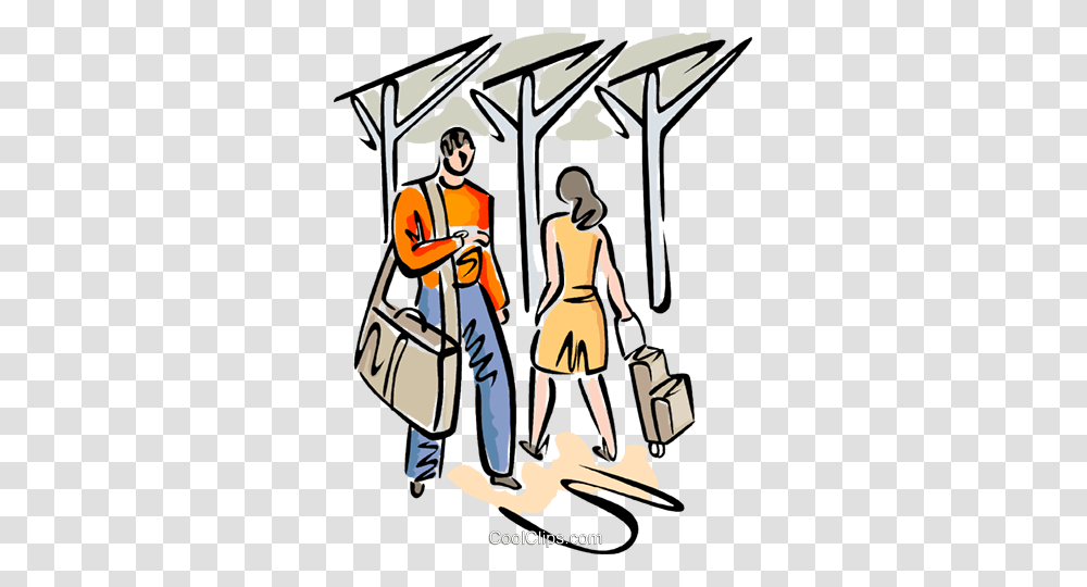 Passengers Walking Through A Terminal Royalty Free Vector Clip Art, Poster, Advertisement, Person, Human Transparent Png