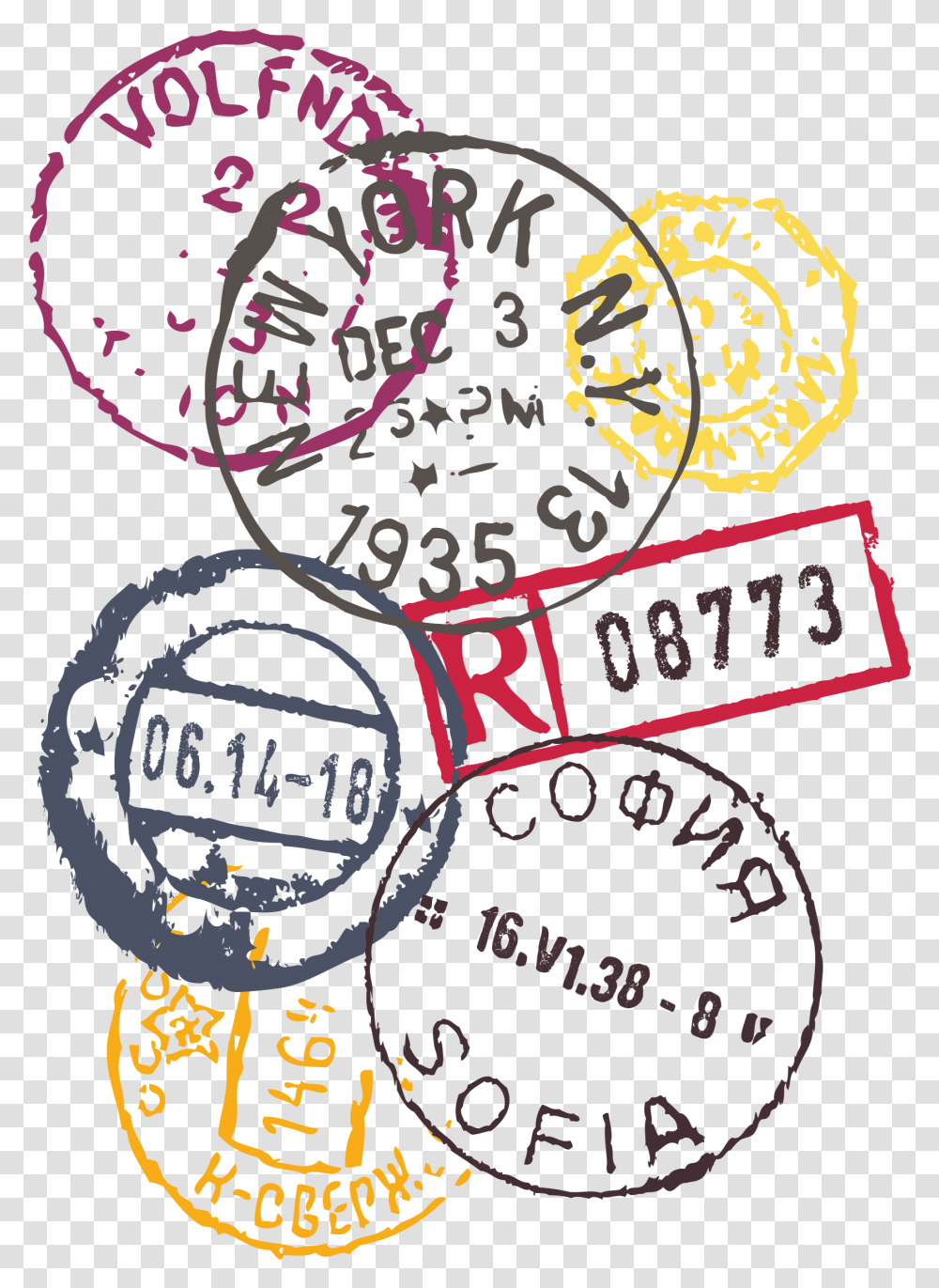 Passport Stamp Clip Art, Logo, Label Transparent Png