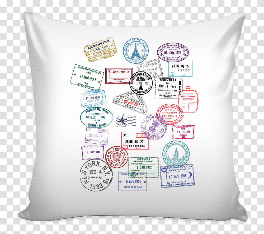 Passport Stamp Pillow Cover 16 Quotes On Pillow And Love, Cushion, Diaper, First Aid, Text Transparent Png