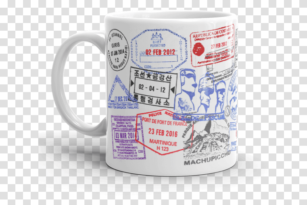Passport Stamp Travel Mug, Coffee Cup Transparent Png
