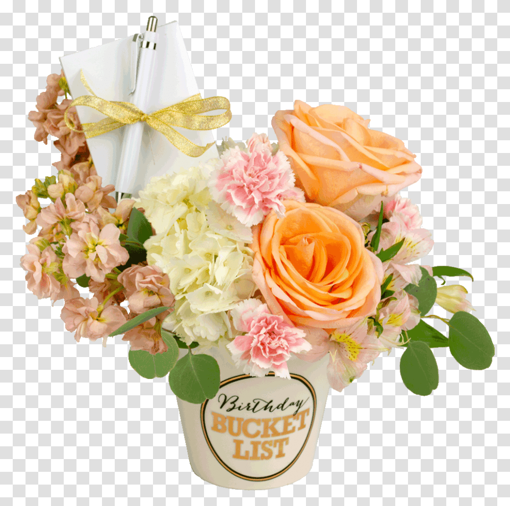Pastel Birthday Bucket List Bouquet Birthday Flower Bucket, Plant, Blossom, Flower Bouquet, Flower Arrangement Transparent Png