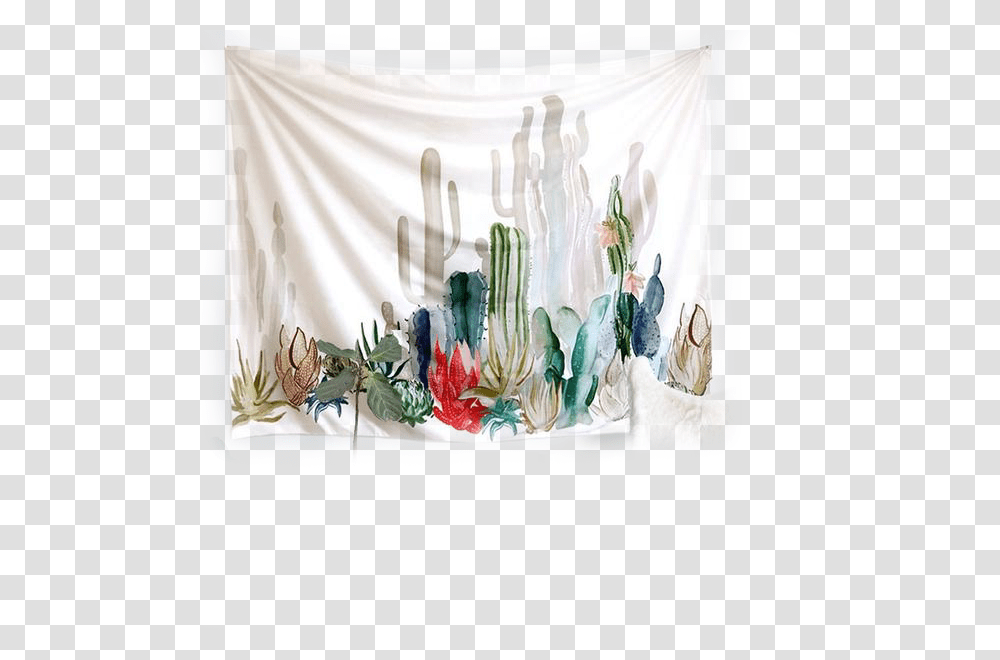 Pastel Cactus Wall Tapestry, Window Display, Shop, Canvas, Crib Transparent Png