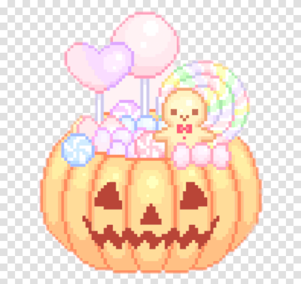 Pastel Clipart Halloween Kawaii Pixel Halloween, Sweets, Food, Cream, Dessert Transparent Png