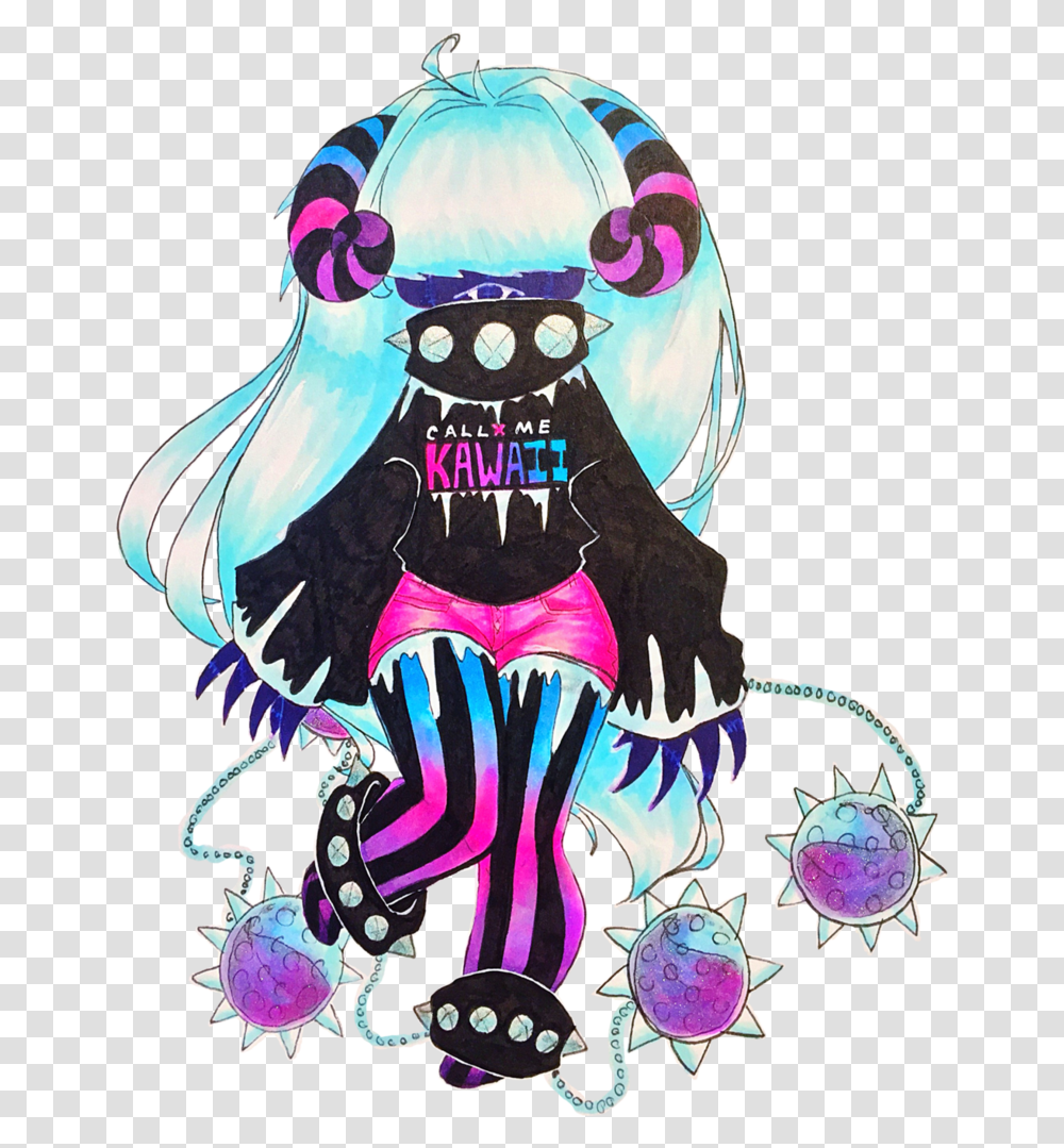 Pastel Goth Monster Girl, Floral Design, Pattern Transparent Png