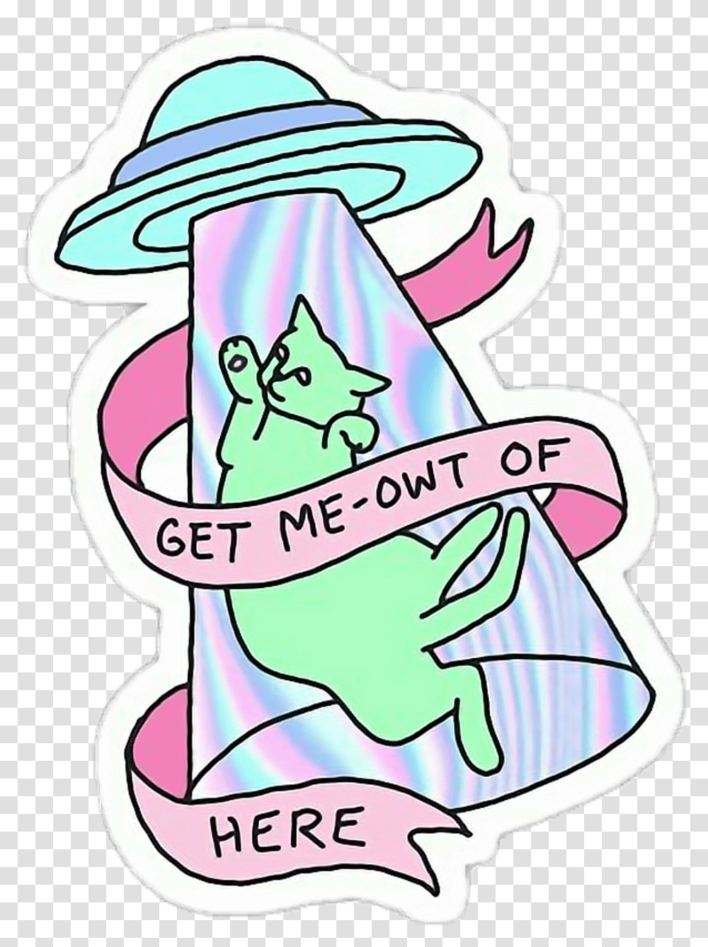 Pastel Grunge Stickers Clipart Alien Tumblr, Apparel, Party Hat, Cat Transparent Png