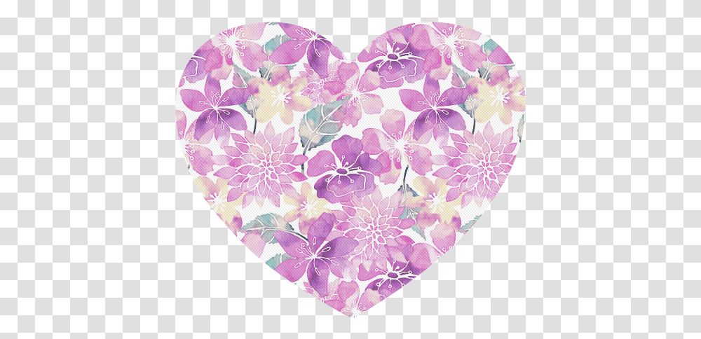 Pastel Watercolor Flower Pattern Heart Shaped Mousepad Heart Watercolor Blue, Rug, Plectrum, Plant, Blossom Transparent Png