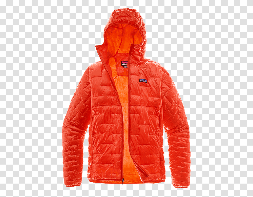 Patagonia Micro Puff Hoody Orange, Apparel, Jacket, Coat Transparent Png