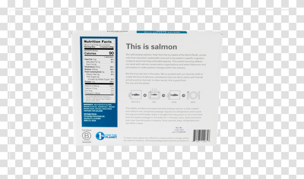 Patagonia Provisions Salmon Original 6oz Vertical, Text, Advertisement, Flyer, Poster Transparent Png