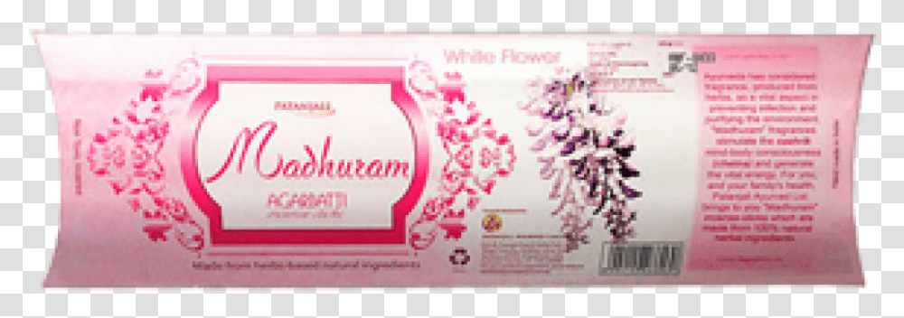Patanjali Madhuram White Flower Agarbatti 1 Packet Lip Gloss, Paper, Ticket, QR Code Transparent Png