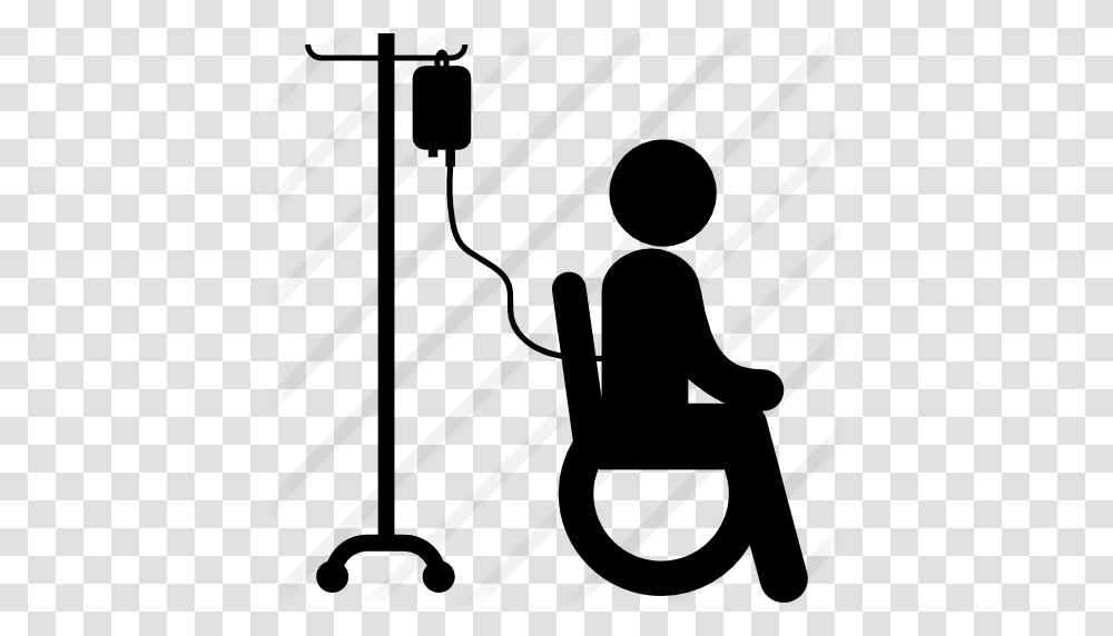 Patient Sitting On Wheels Chair With Saline Via Silhouette, Gray, World Of Warcraft Transparent Png