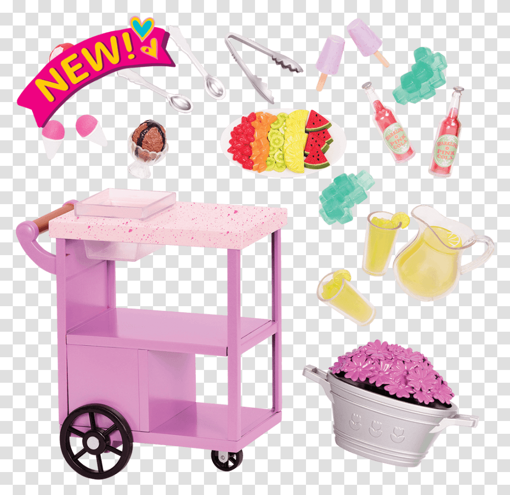 Patio Treats Trolley For 18 Inch Dolls Our Generation Food Trolley, Stand, Shop, Performer, Paper Transparent Png