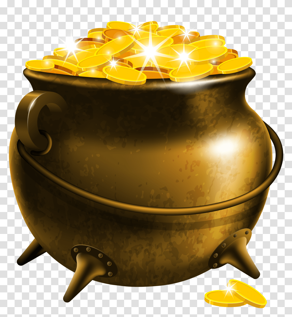 Patrick Day Pot Of Gold Coins St Patricks Pot Of Gold, Birthday Cake, Dessert, Food, Helmet Transparent Png