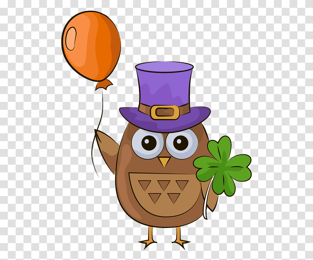 Patrick Owl With Balloon Clipart Cartoon, Apparel, Hat, Party Hat Transparent Png