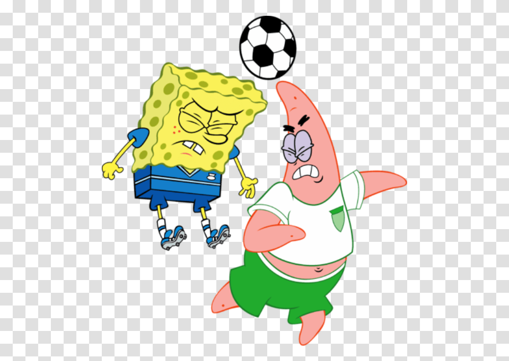 Patrick Star Playing Football With Spondgebob Eq241 Spongebob And Patrick Soccer, Hand, Animal, Sea Life, Graphics Transparent Png