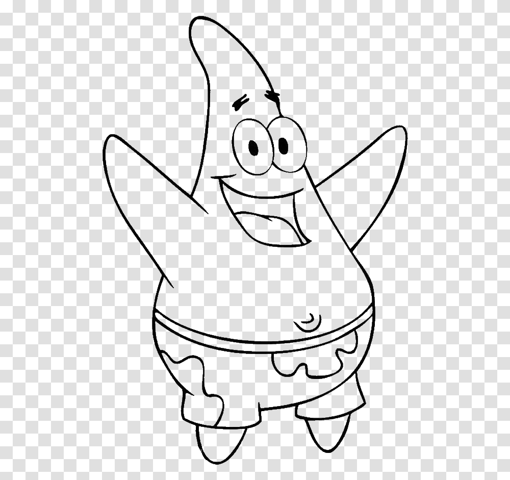 Patrick Star Spongebob Patrick Coloring Page, Label, Stencil Transparent Png