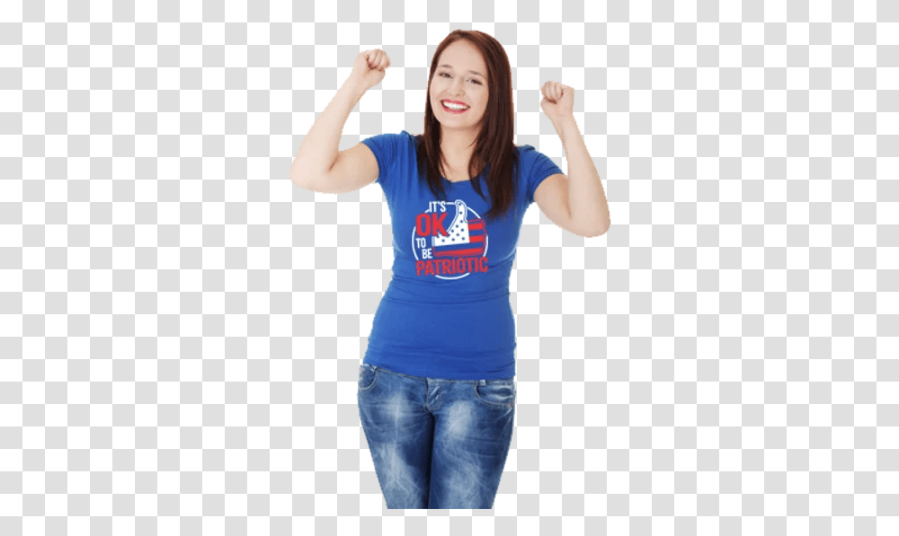 Patriotic Bumper Stickers Girl, Clothing, Person, Female, T-Shirt Transparent Png