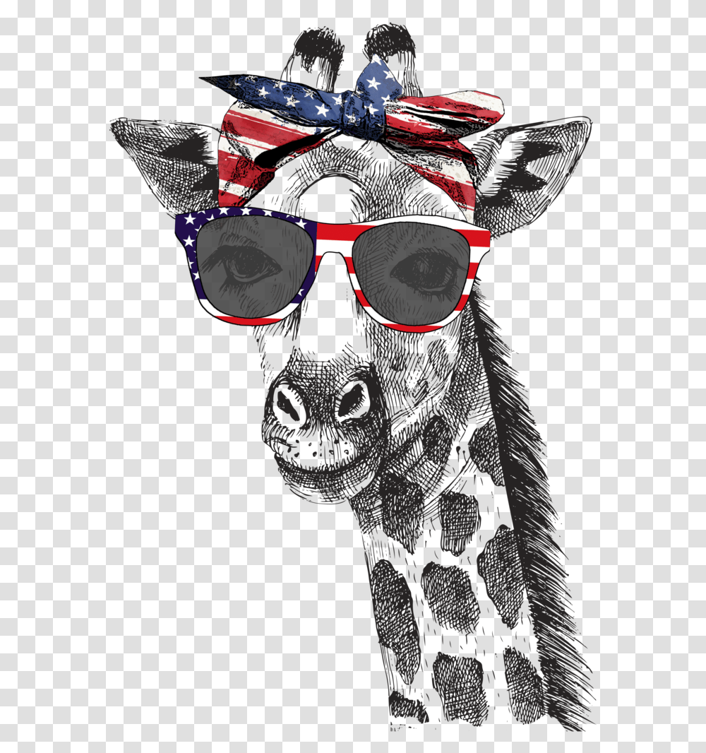 Patriotic Giraffe Graphic Tee, Sunglasses, Accessories, Goggles Transparent Png