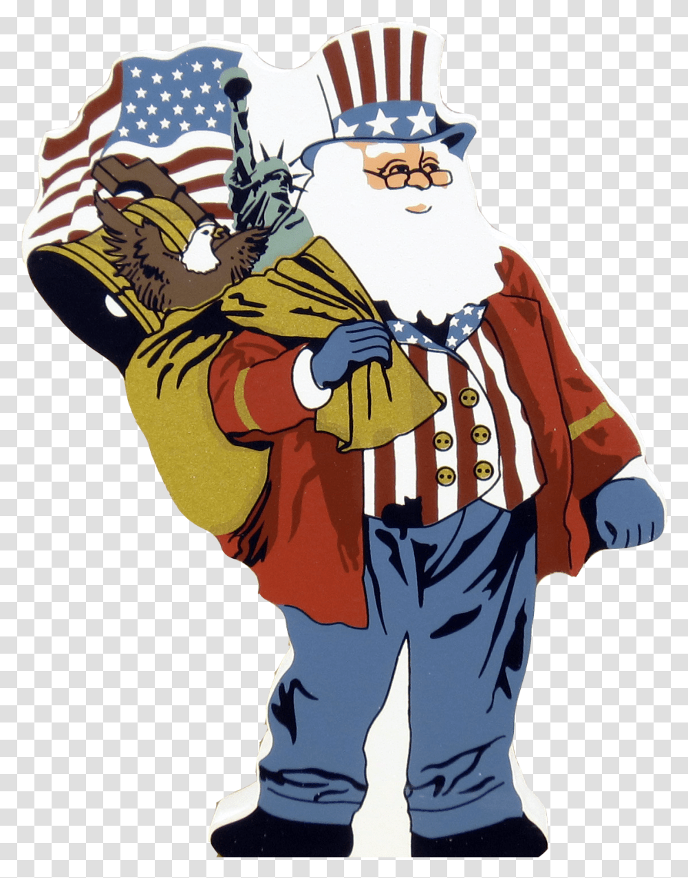 Patriotic Santa Cartoon, Apparel, Person, Human Transparent Png