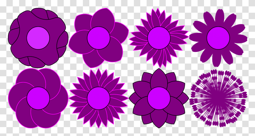 Pattern Flower Floral Bloom Violet Flower Shapes Clipart, Purple, Dahlia, Plant, Blossom Transparent Png
