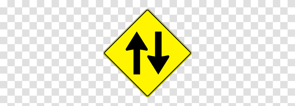 Paulprogrammer Yellow Road Sign Two Way Traffic Clip Art, Stopsign Transparent Png