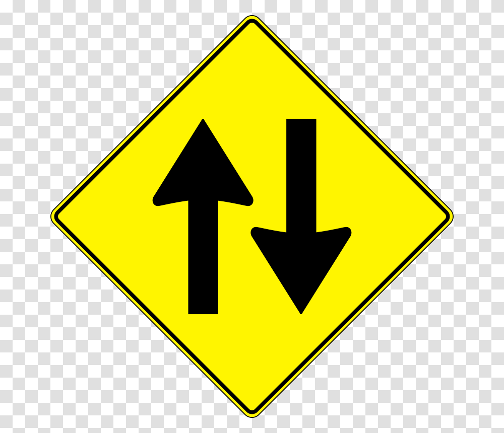 Paulprogrammer Yellow Road Sign Two Way Traffic, Transport Transparent Png