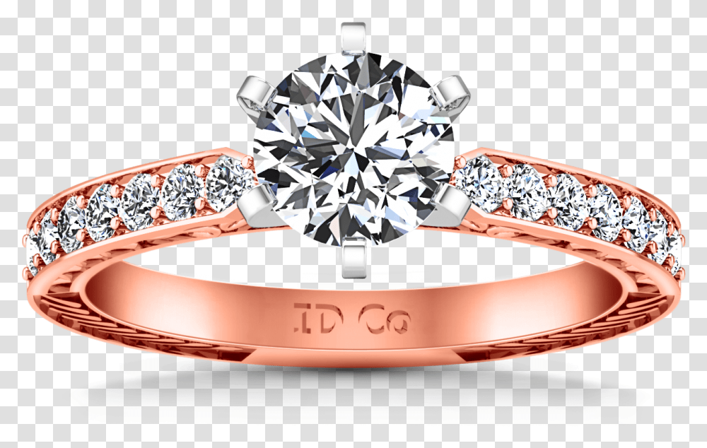Pave Engagement Ring Arabesque 14k Rose Gold Engagement Ring, Accessories, Accessory, Jewelry, Diamond Transparent Png