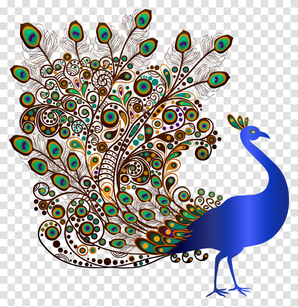 Pavo Real De Perfil Clipart Download Gold Peacock Artwork, Bird, Animal, Pattern, Ornament Transparent Png