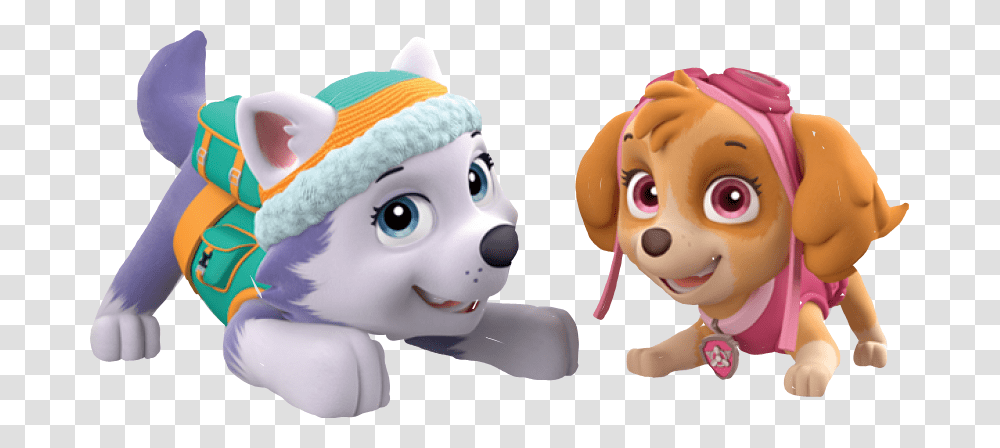 Paw Girl Grp 004 Cgi Skye And Everest Paw Patrol, Figurine, Toy, Doll, Plush Transparent Png