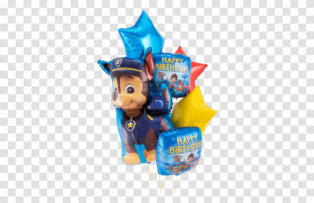 Paw Patrol Chase Birthday Foil Balloon Bouquet Cartoon, Inflatable, Toy, Apparel Transparent Png