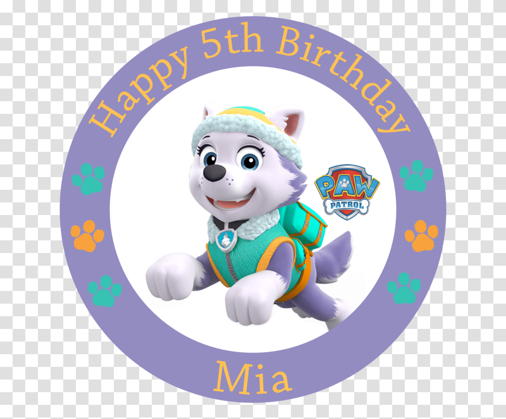 Paw Patrol Everest Round Edible Cake Topper Paw Patrol Everest Clipart, Label, Plush, Toy Transparent Png