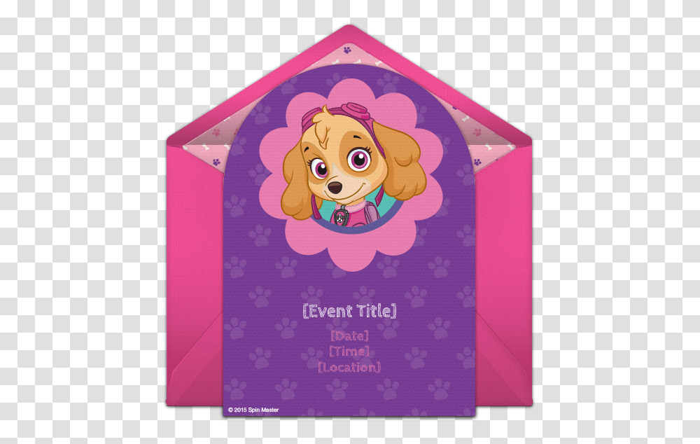 Paw Patrol Girl Birthday Invitations Online, Envelope, Mail, Greeting Card Transparent Png