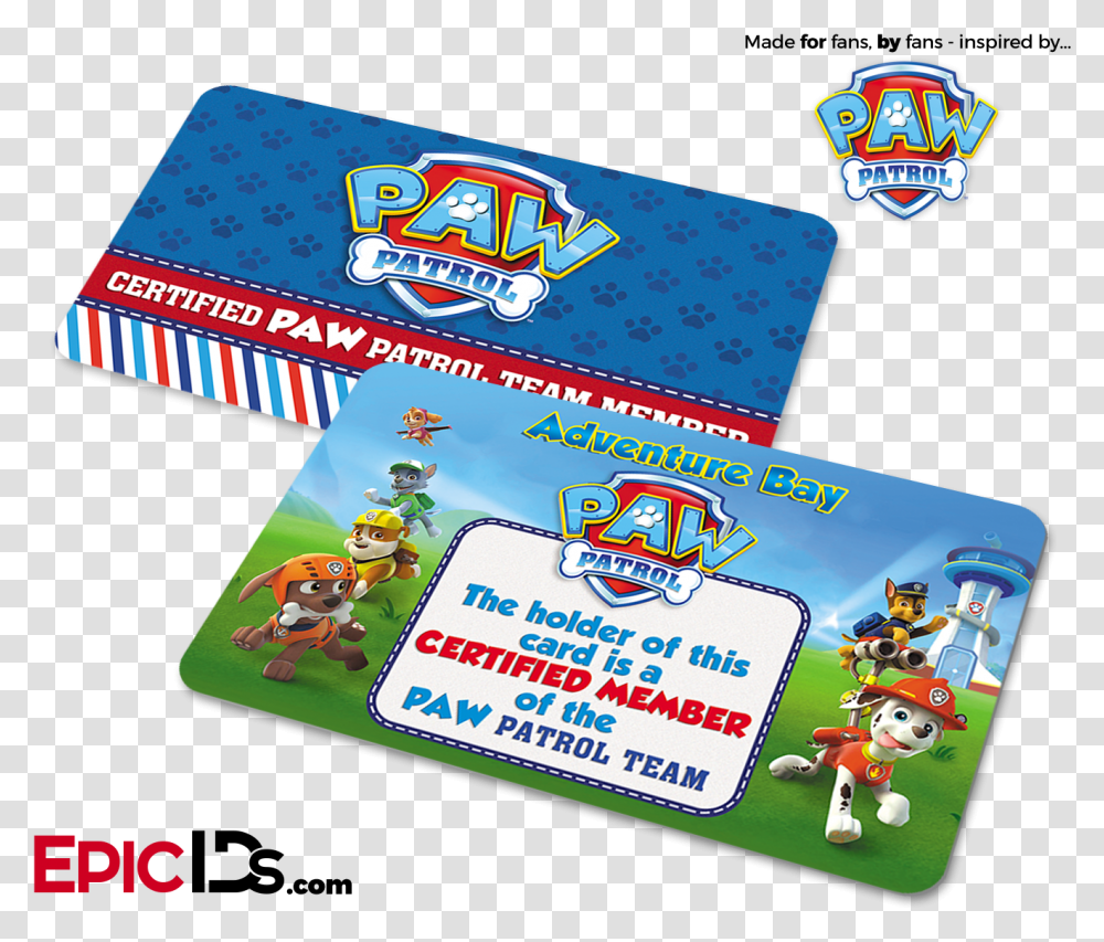 Paw Patrol Inspired Adventure Bay Paw Patrol Id Card Star Wars Id Card, Super Mario, Flyer, Poster, Paper Transparent Png