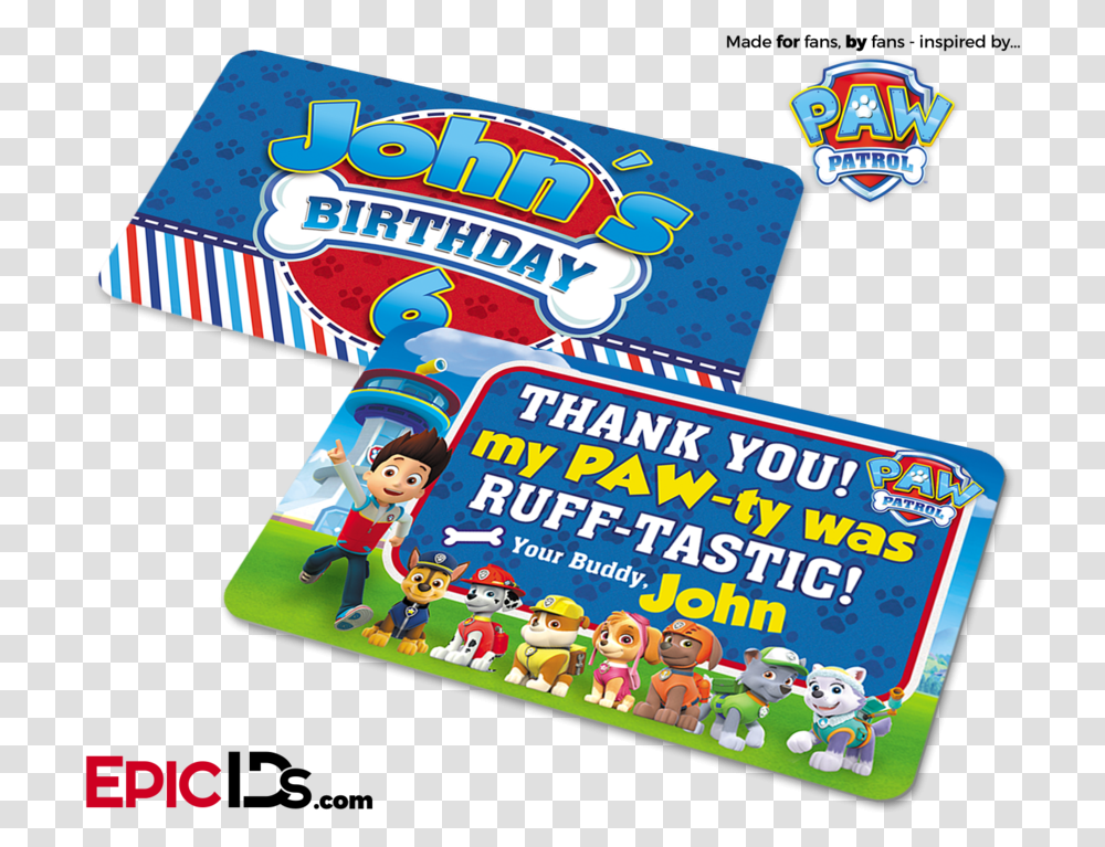 Paw Patrol Inspired Birthday Party Party Favor Paw Patrol Birthday Souvenirs, Person, Human, Game, Toy Transparent Png