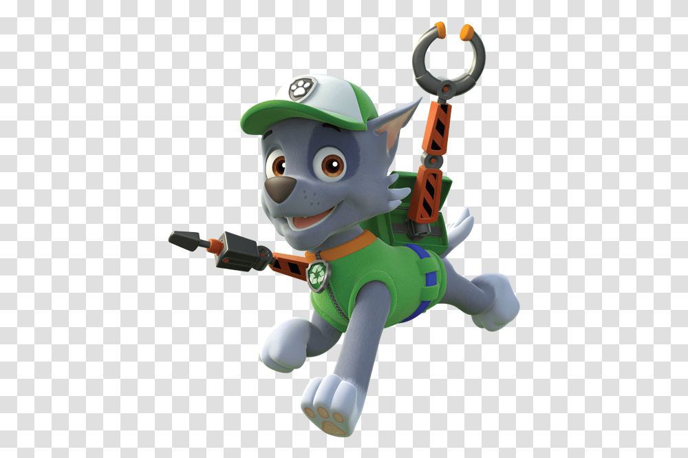 Paw Patrol Rubble Black And White Rocky Paw Patrol Pup, Toy, Figurine Transparent Png