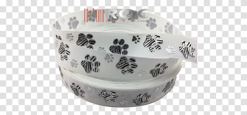 Paw Print Grosgrain Ribbon 78 White Ribbons With Zebra Ceramic, Bowl, Birthday Cake, Dessert, Food Transparent Png