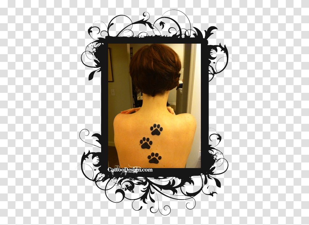 Paw Print Trail Leopard Print Shoulder Tattoo, Skin, Person, Human, Back Transparent Png