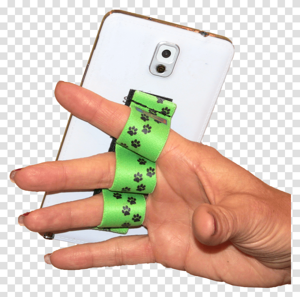 Paw Prints Green 3 Loop Phone Grip Pg3 Smartphone, Person, Human, Finger, Electronics Transparent Png